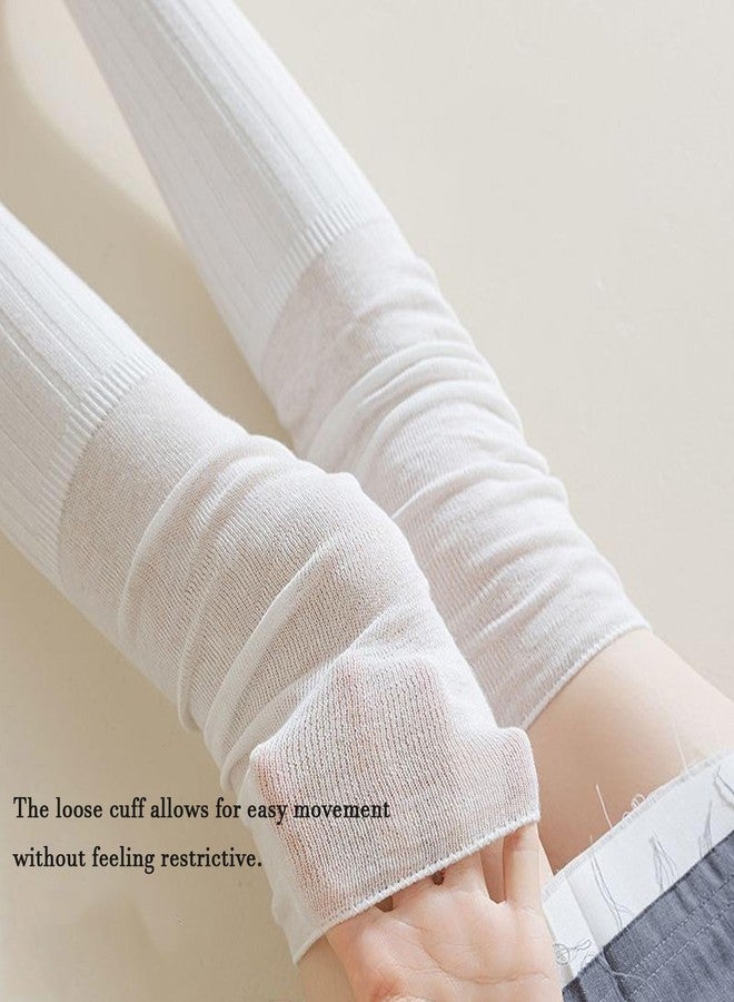 huablo Over Knee High Boot Socks - Slouch Top Over Knee Knit Fashion Thigh Sock for Women - White - Image 3